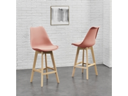 Conjunto de Cadeiras de Jantar [EN.CASA] Lublin Pink (Couro sintético, Faia - 105 x 48 x 58 cm)
