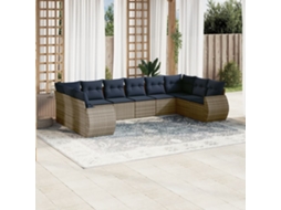 Vidaxl Conjunto De Sofá De Jardim Com 10 Peças E Almofadas Em Rattan Sintético Cinza