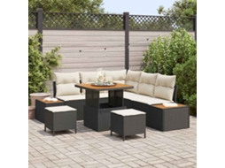 Vidaxl Conjunto De Sofá De Jardim 8 Unid. 7-número De Lugares Preto