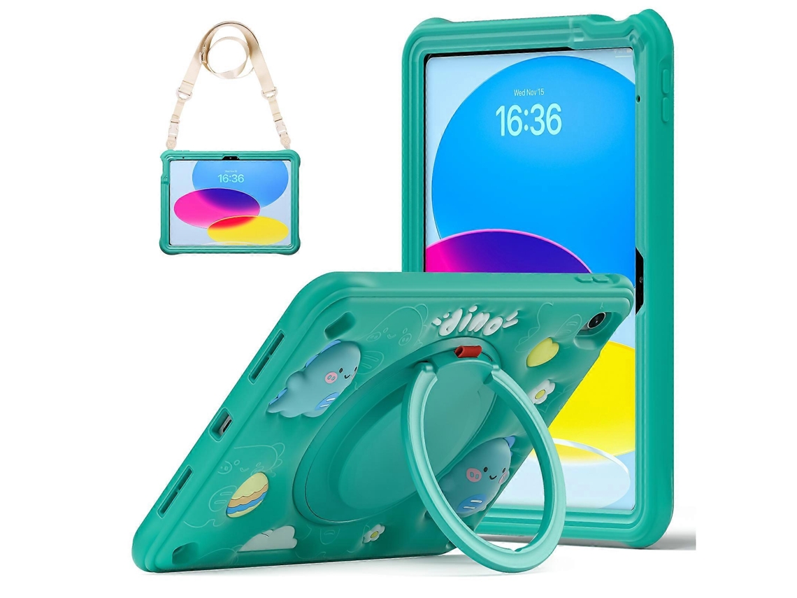 Capa Hengrongshen para iPad 10.9 (2022) com alça de ombro e suporte, capa de silicone TPU para PC (2025)