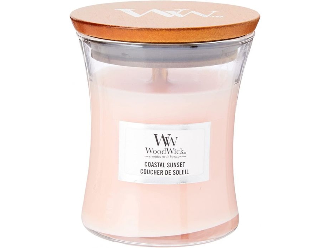 Vela Aromática Woodwick Pôr Do Sol Modelo Pequeno Rosa Interior