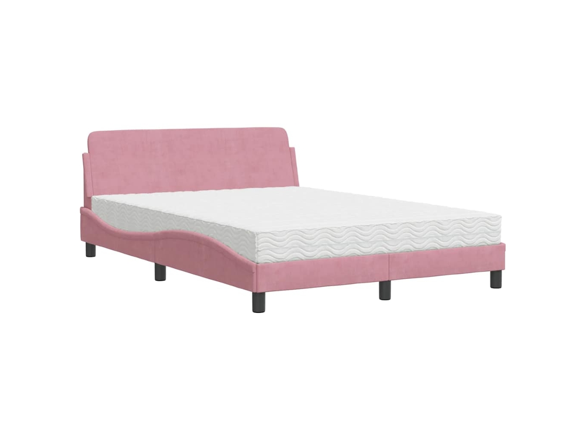 Cama com Colchão Dover 140x200 Cm Veludo Rosa MAISON EXCLUSIVE