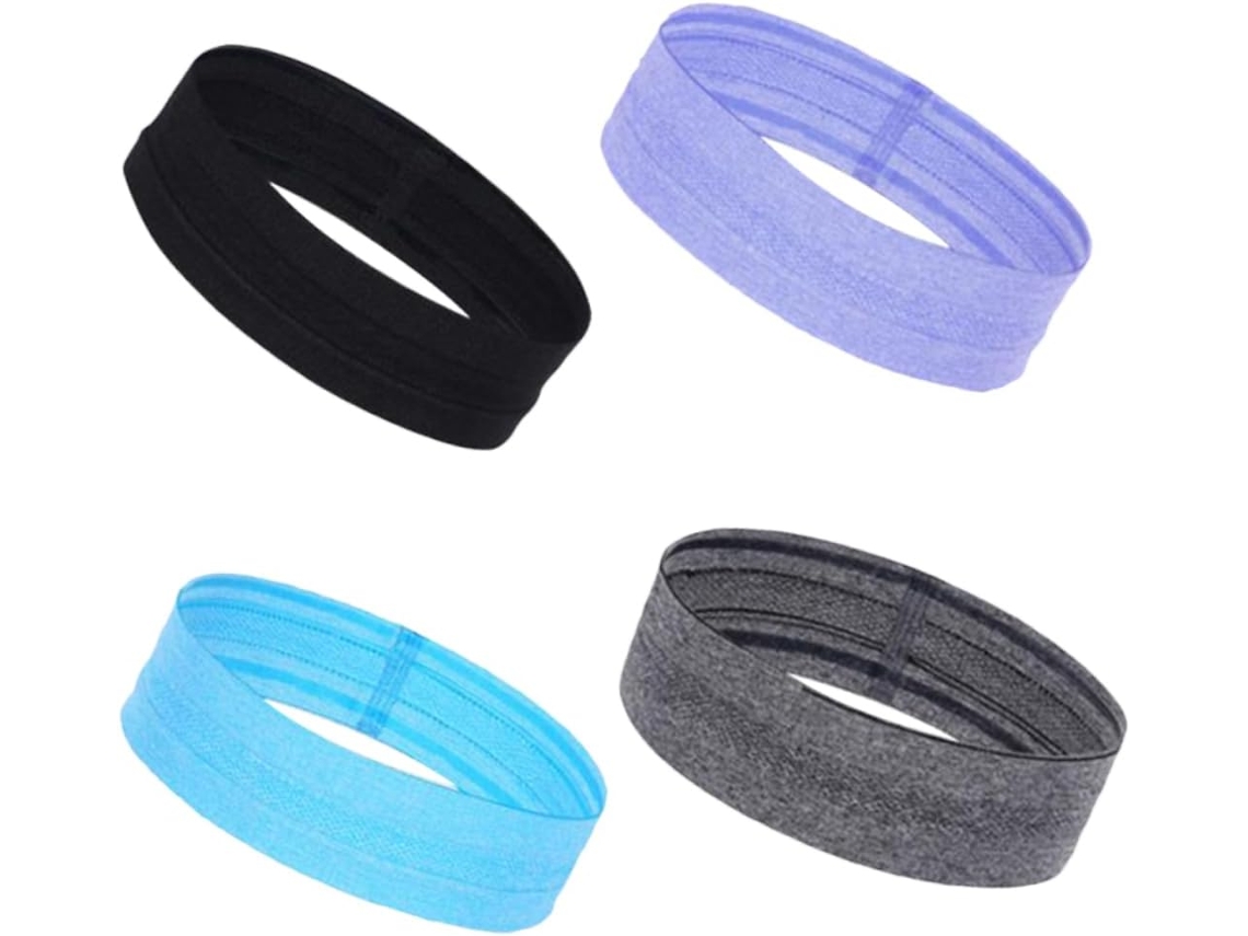 Conjunto De 4 Faixas De Cabeça Esportivas Elásticas Antiderrapantes Com Silicone Absorvente De Suor.