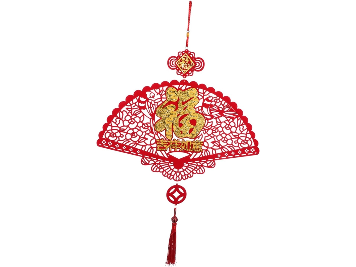 Pingente Porta Parede Estilo Chinês Vermelho Tecido Ornamento Decorar Portas Paredes Não GOKOCO