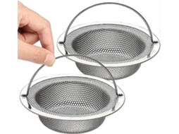 Ralo de pia de cozinha em aço inoxidável com alça e furos densos, 11 cm, 2 peças.