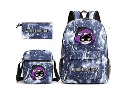 Conjunto De Três Peças Mochila Escolar Uzi Com Estojo Para Lápis E Bolsa Ombro Murder Drones _1 Aquaforge
