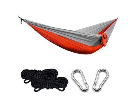 Rede de acampamento ao ar livre 260 x 140 cm para 2 pessoas redes leves de pára-quedas de nylon, 200 kg, laranja LEMONDA