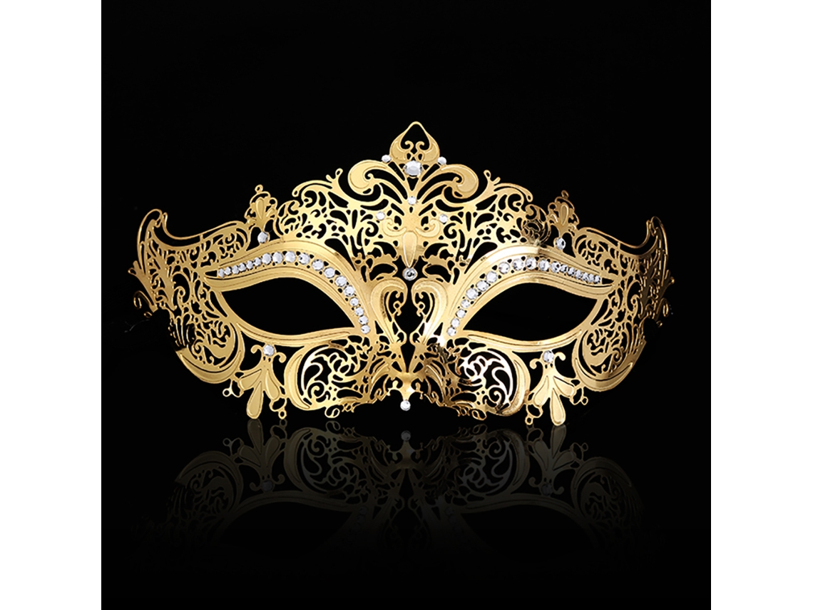 Máscara De Mascarada De Metal Shiny Venetian Para Festas E Bailes Prata Dourado