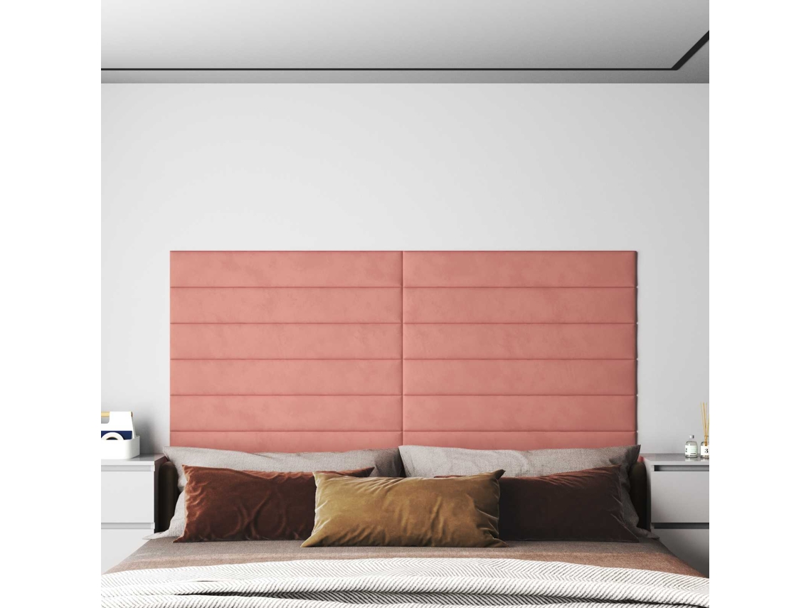 Vidaxl Cabeceira De Parede 12 Unid. Rosa Veludo