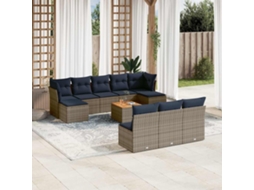 Vidaxl Conjunto De Sofá De Jardim Com 11 Peças E Almofadas Em Rattan Sintético Cinza
