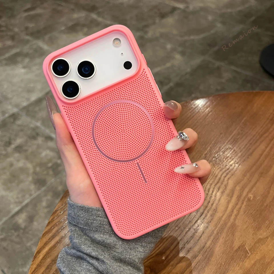 Capa Magnética Para Iphone 16 Pro Rosa Com Sistema De Resfriamento E Superfície Fosca.