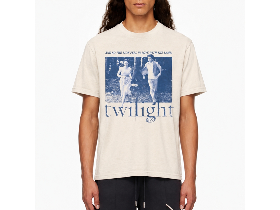 Rockinstone Twilight Bella And Edward Run Natural T-shirt Size:xxxl