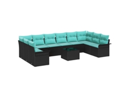 Maison Exclusive - Conjunto De Sofá De Jardim 11 Pcs Preto Vime Pe