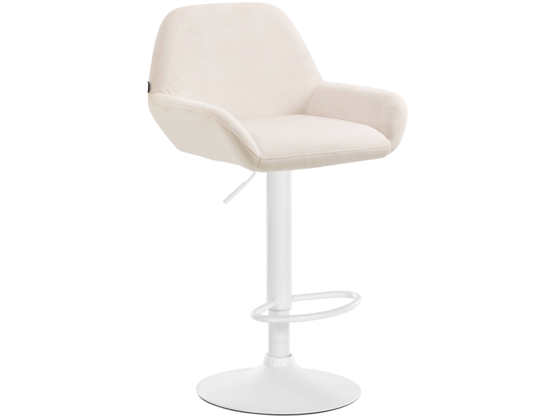Banco de bar em veludo Braga creme/branco CLP
