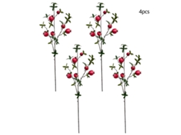 Laxiscreed Conjunto De 4 Romãs Artificiais Vermelhas Com Folhas Verdes Para Decoração Versátil