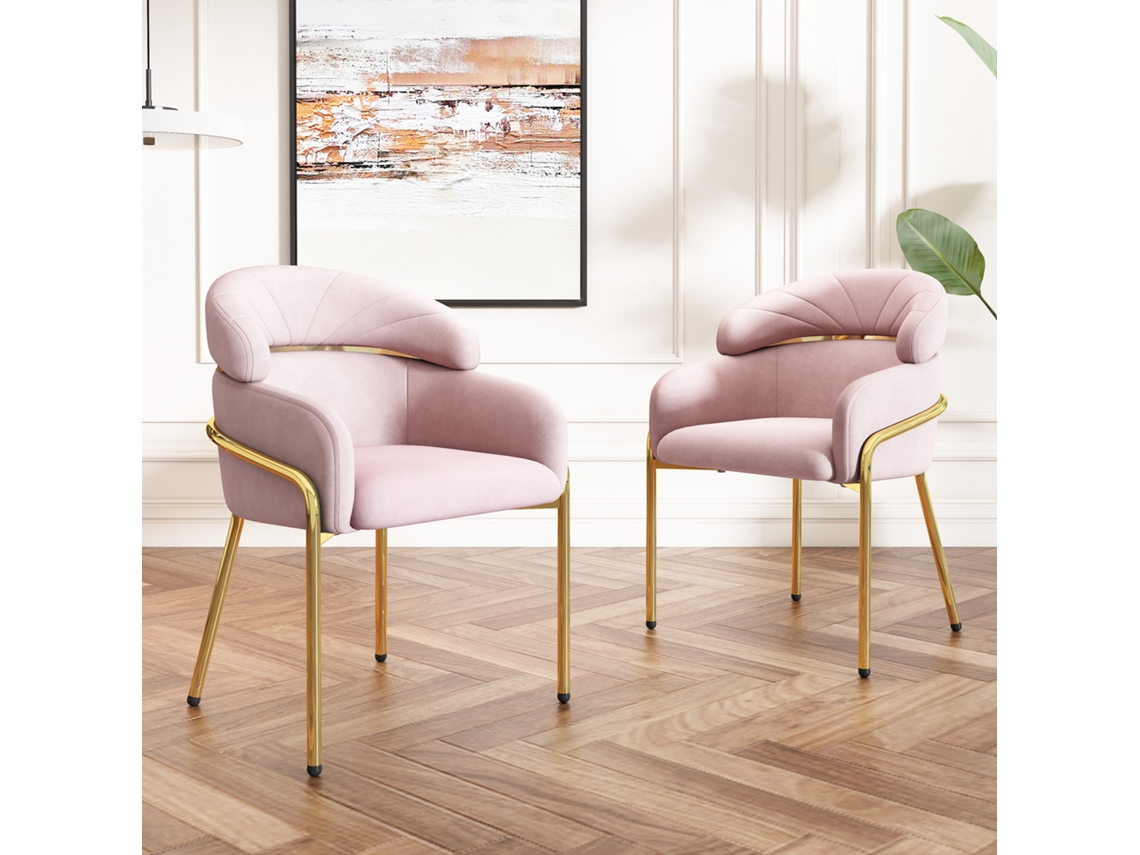 Cadeira De Jantar De Luxo Rosa Com Pernas De Metal Para Sala De Estar E Quarto Estilo Sofisticado E Confortável Mega Echo Trade Shop
