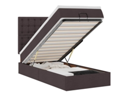 Cama Otomana com Colchão Tecido Castanho Escuro MAISON EXCLUSIVE (100x200 cm)