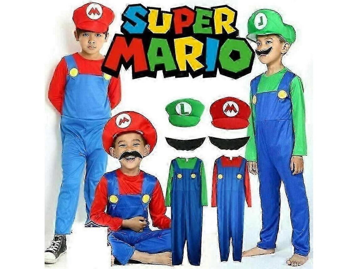 Traje De Cosplay Super Mario Para Adultos E Crianças - Festa De Carnaval, Halloween, Aniversário E Presente Luigi Green Girl