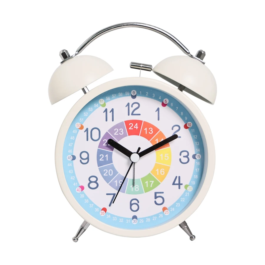 (branco) 1 Despertador De Mesa Para Quarto De Estudante Despertador De 3 Polegadas Para Educação Infantil