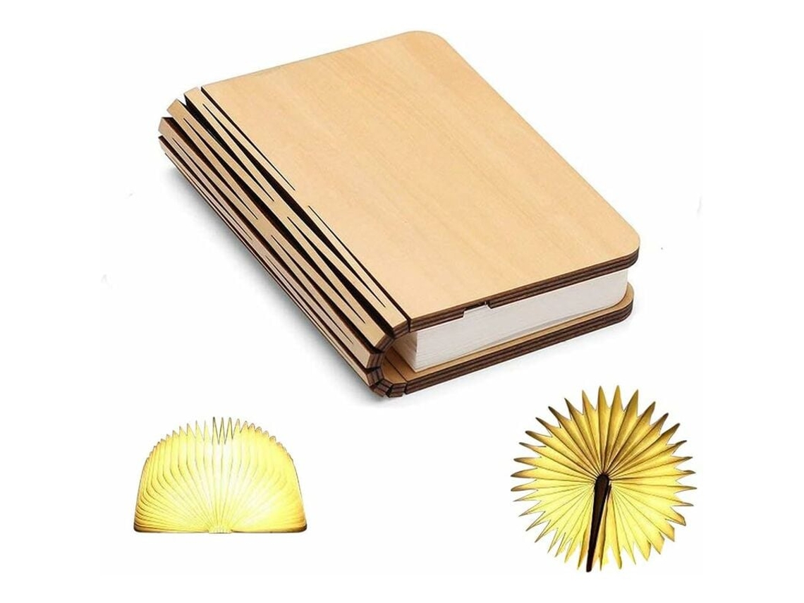 Mini luz noturna dobrável em formato de livro, luz para virar as páginas de 2,5 W, amarelo quente, bateria de lítio recarregável por USB, tamanho L, Slowmoose