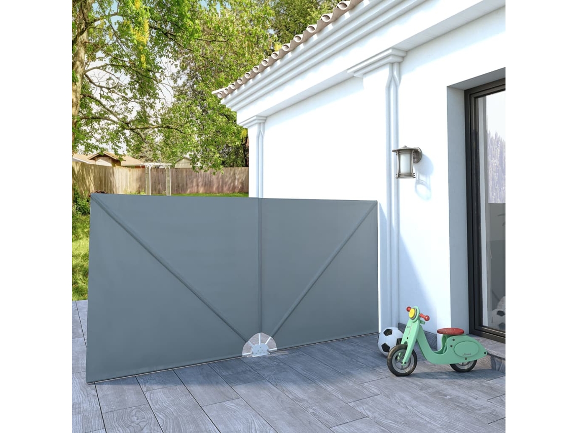 Vidaxl Toldo Lateral Dobrável Para Terraço 300x150 Cm Cinzento