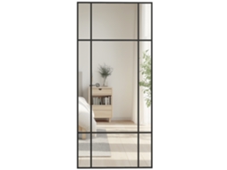 Espelho De Parede Estilo Janela Com Montagem Vertical E Horizontal, 110x50cm, Preto