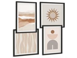 Conjunto De Pinturas Paisagem De Montanha Com Veado Moldura Preta Quadros Para O Escritório Espelharte (conjunto De 4 Imagens)