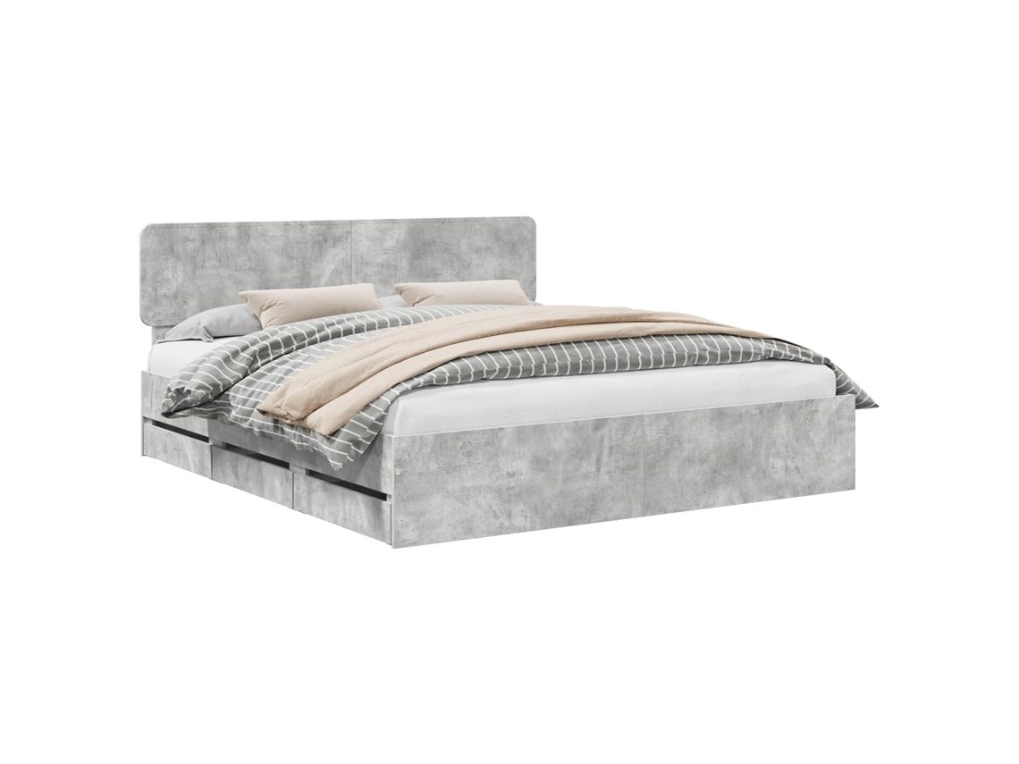 Maison Exclusive - Estrutura Da Cama Com Cabeceira Cinzento Concreto 200 X 200 Cm