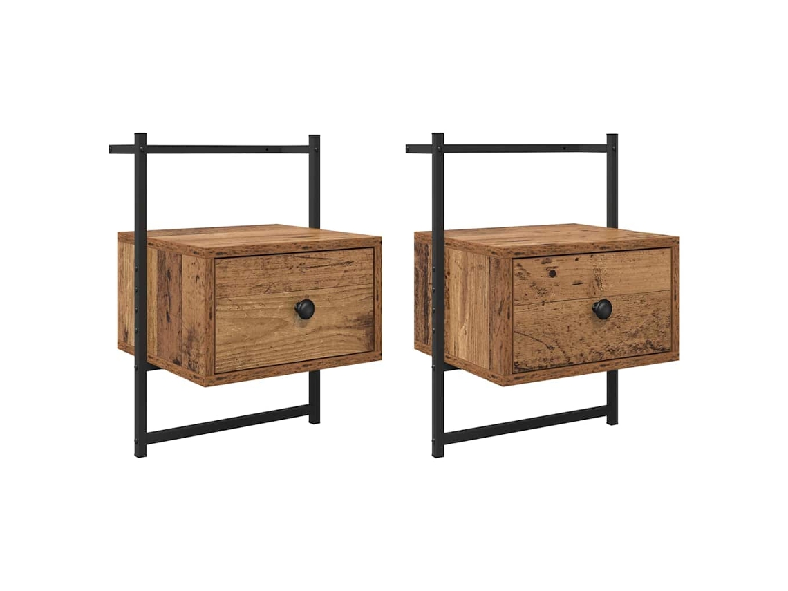 Conjunto de 2 Armários de Cabeceira Madeira Antiga 35x30x51 cm MAISON EXCLUSIVE