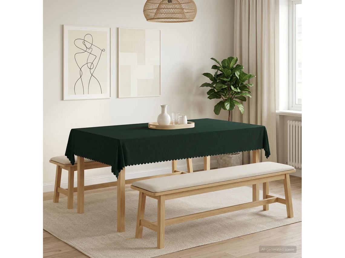 Vidaxl Toalha De Mesa Retangular Verde-escuro 140 X 220 Cm