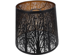 Abajur De Metal Vazado Com Motivo De Floresta, Design Cilíndrico Rústico Para Luminária.
