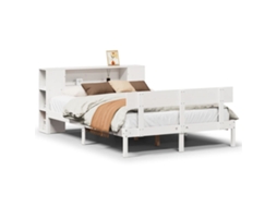 Cama com Estante Pinho Maciço Branco MAISON EXCLUSIVE (160x200 cm)