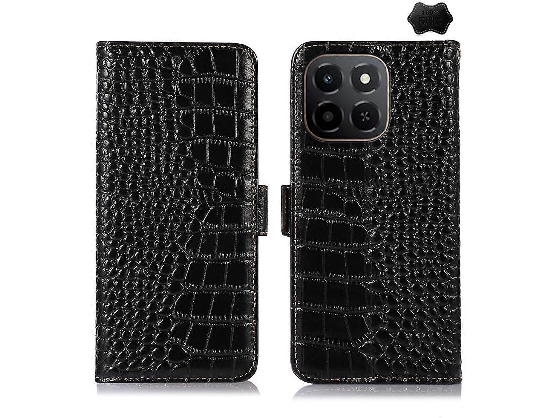 Capa Para Celular For Honor X6c 4g Em Couro Bovino Com Textura De Crocodilo Na Camada Superior.