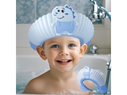 Chapéu De Lavagem Em Formato De Dinossauro Azul E Branco Com Fivela Regulável, Silicone À Prova D'água Sem Bpa Para Bebê