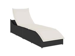 Folding Sun Lounger, Folding Sun Loungers Vidaxl Preto Rattan / Vime (n/a)