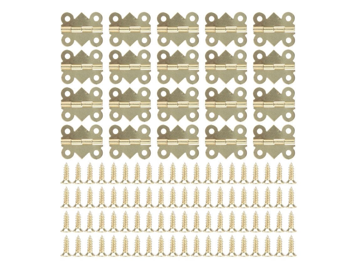 Conjunto De 20 Dobradiças De Ferro Com Parafusos Para Montagem Em Portas De Armários E Caixas De Madeira, 25x20mm