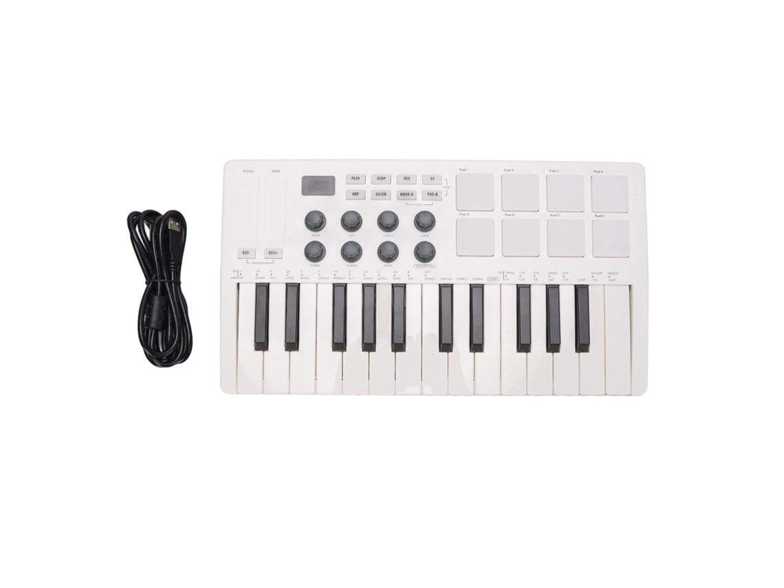 Teclado Midi 25 Teclas, Pads Iluminados, Bluetooth, Controlador de Música | EOOCOO
