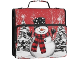 Organizador de Fichário 3 Argolas com um Boneco Neve Branco Desenho Animado, Estampa Feliz Natal , Alç (3,8 Cm)