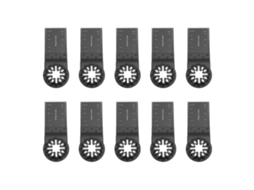 Conjunto de 10 lâminas de serra oscilante com encaixe Starlock, profundidade de corte de 34 mm e 40 mm, para uso em diversas ferramentas.