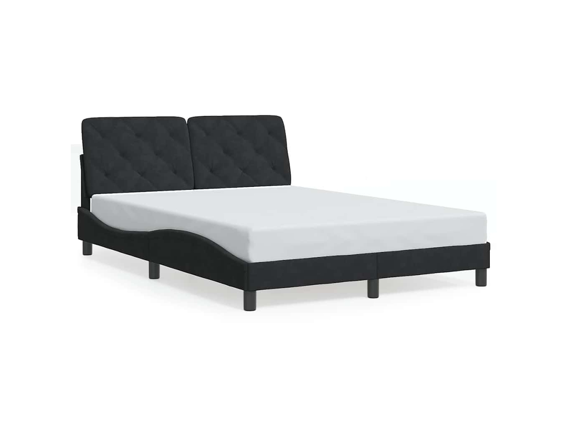 Estrutura de Cama Sem Colchão 140x200 Cm Veludo Preto MAISON EXCLUSIVE