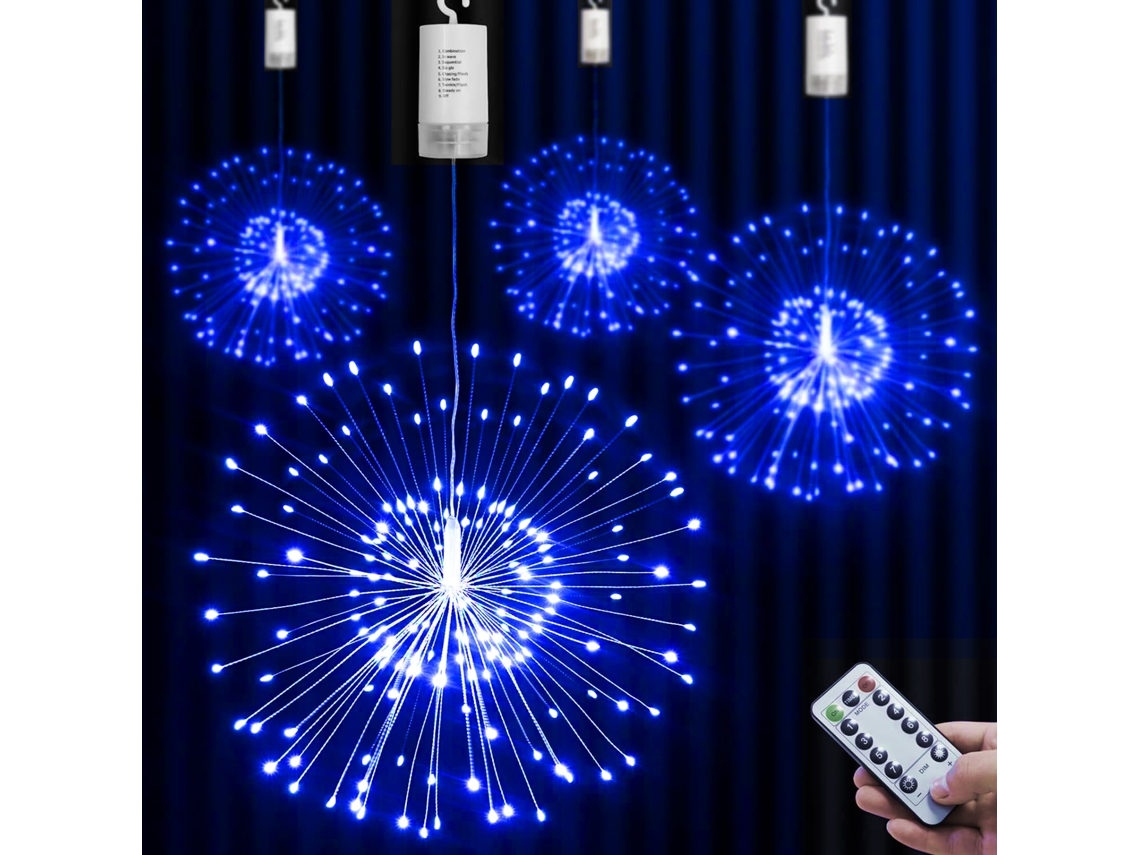 (150 Leds Azuis) Luzes De Natal Em Formato De Hera, Com Controle Remoto, Luminária Pendente De Led Em Formato De Estrela Cintilante