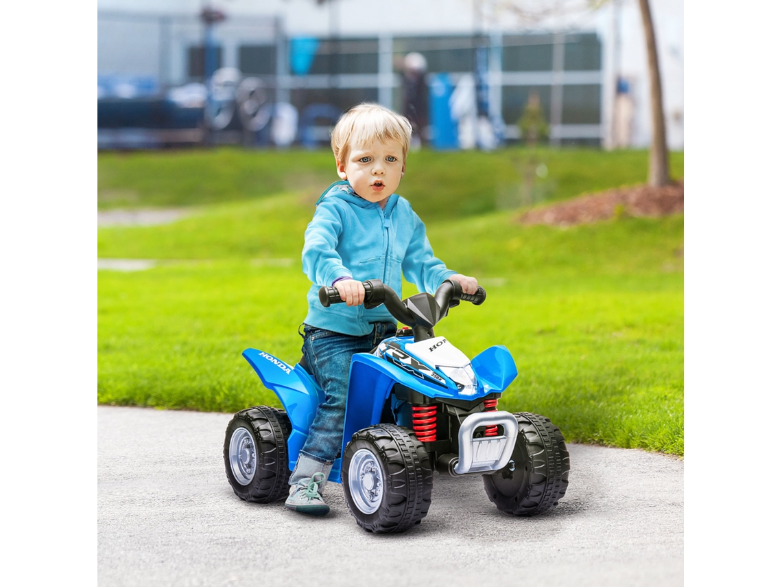Quad Elétrico Honda Para Crianças 18-36 Meses Veículo Elétrico A Bateria Com Faróis Led, Buzina 65,5x38,5x43,5cm Azul