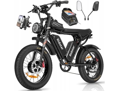 Bicicleta Eléctrica com Duas Baterias e Dois Motores 3000W 52V 40Ah 60Km/H 20*4.0 RIDSTAR