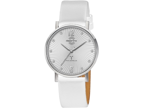 Relógio feminino branco couro real Mtla-10800-45L MASTER TIME
