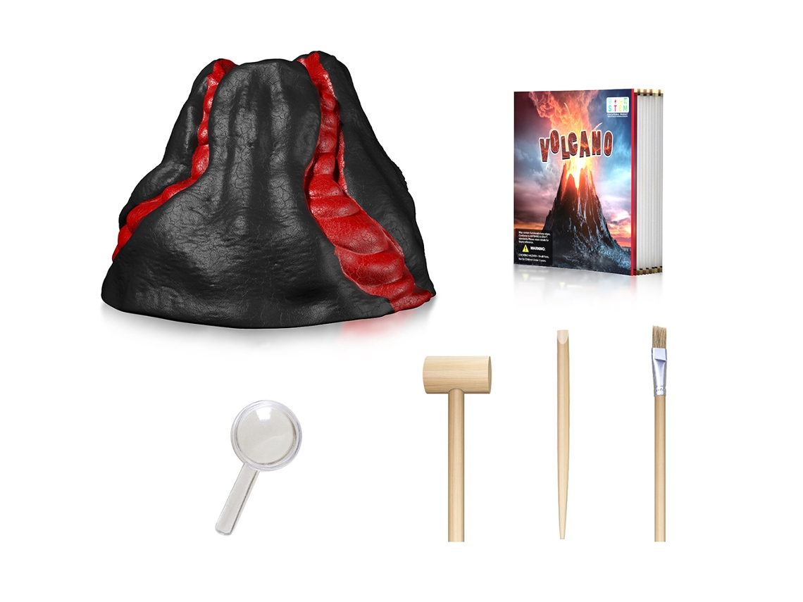 Primerox kit de Escavação Vulcão Brinquedo Científico para Crianças com Gemas e Ferramentas