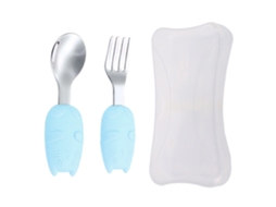 Conjunto de Garfo e Colher para Bebê Utensílios em Silicone e Aço Inoxidável NEVEANCE