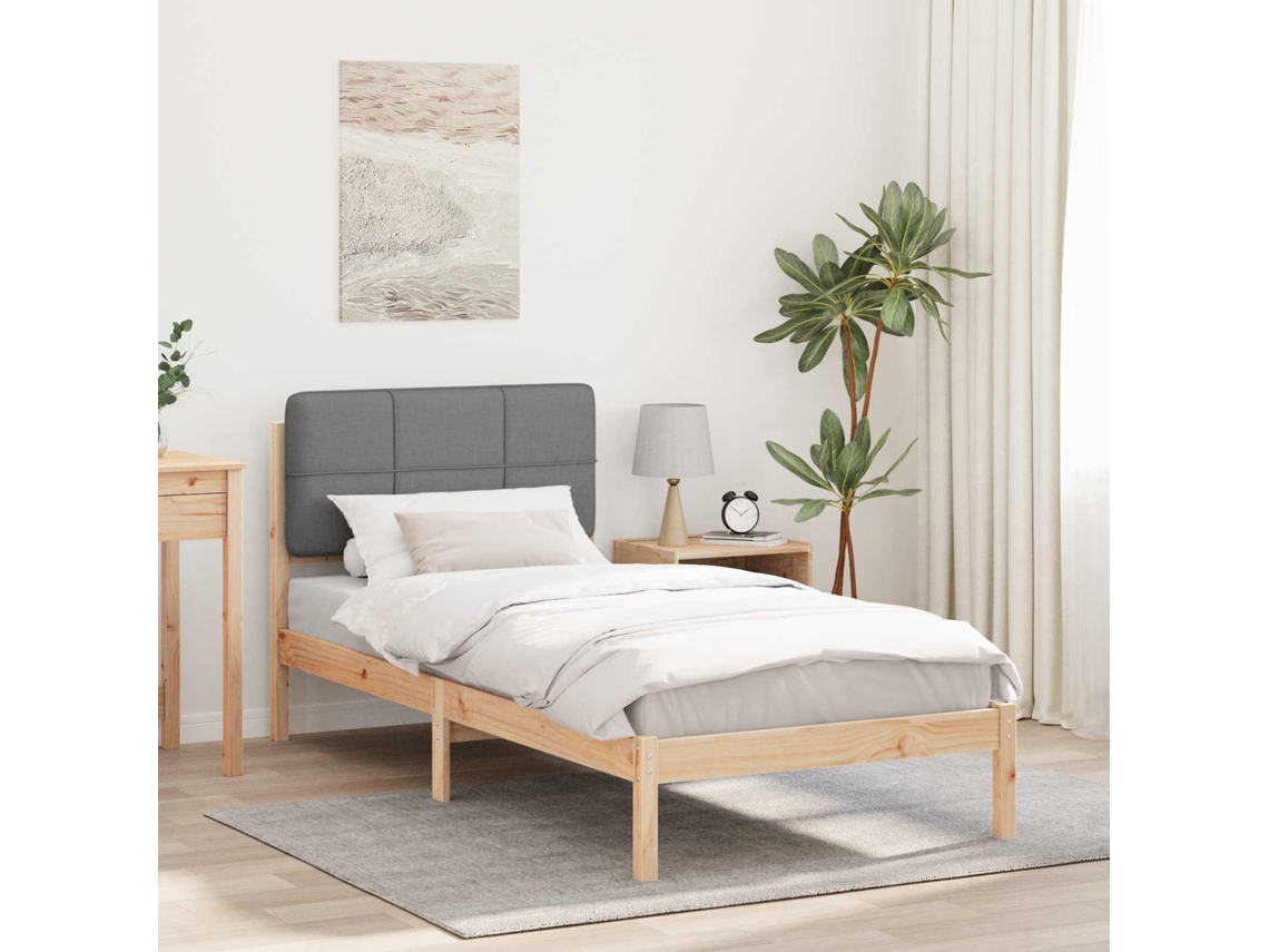 Vidaxl Estrutura De Cama Com Cabeceira Estofada Cinzento-claro