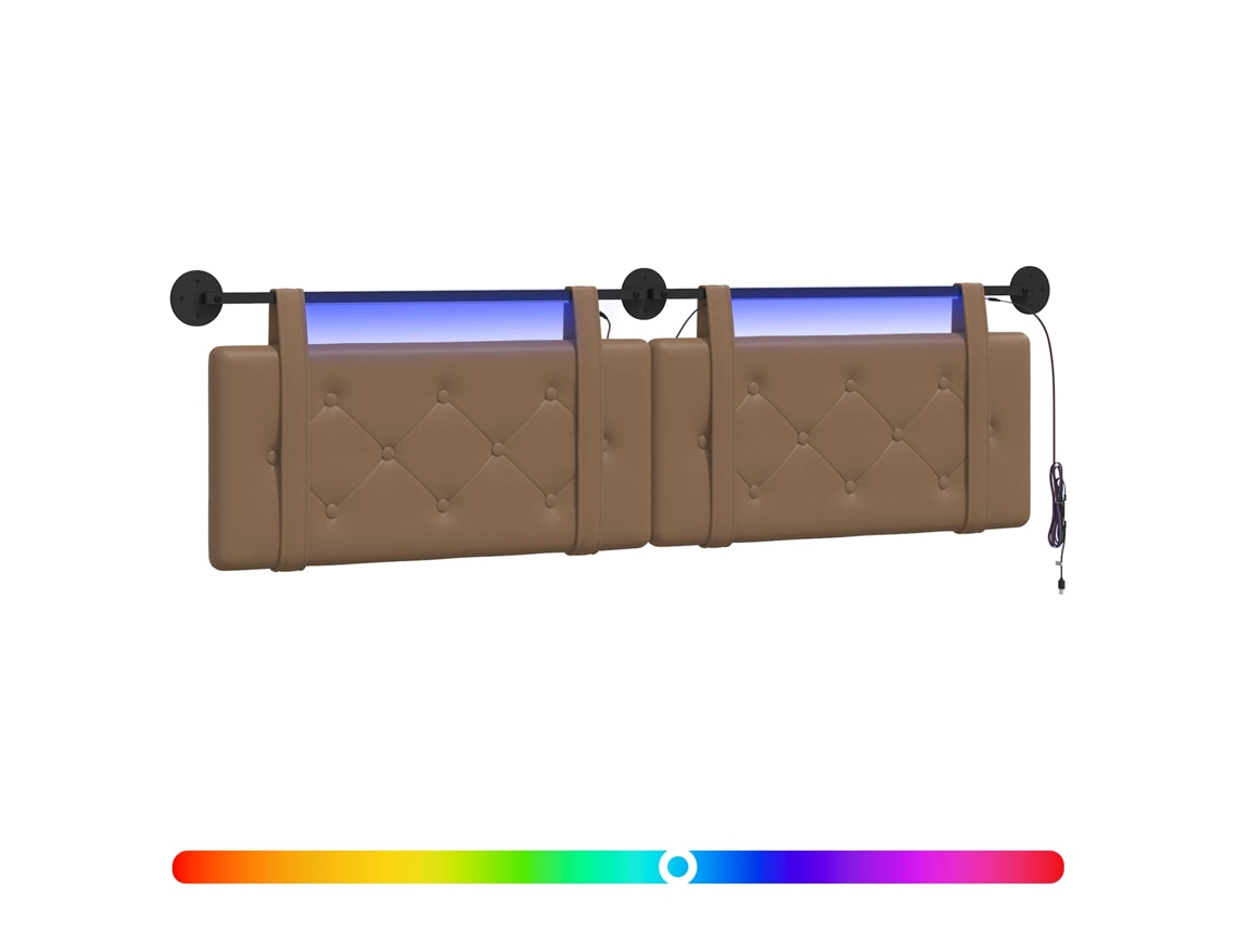 Conjunto 1 Cabeceira Vidaxl Castanho Couro Sintético (190 X 55 X 5 Cm)