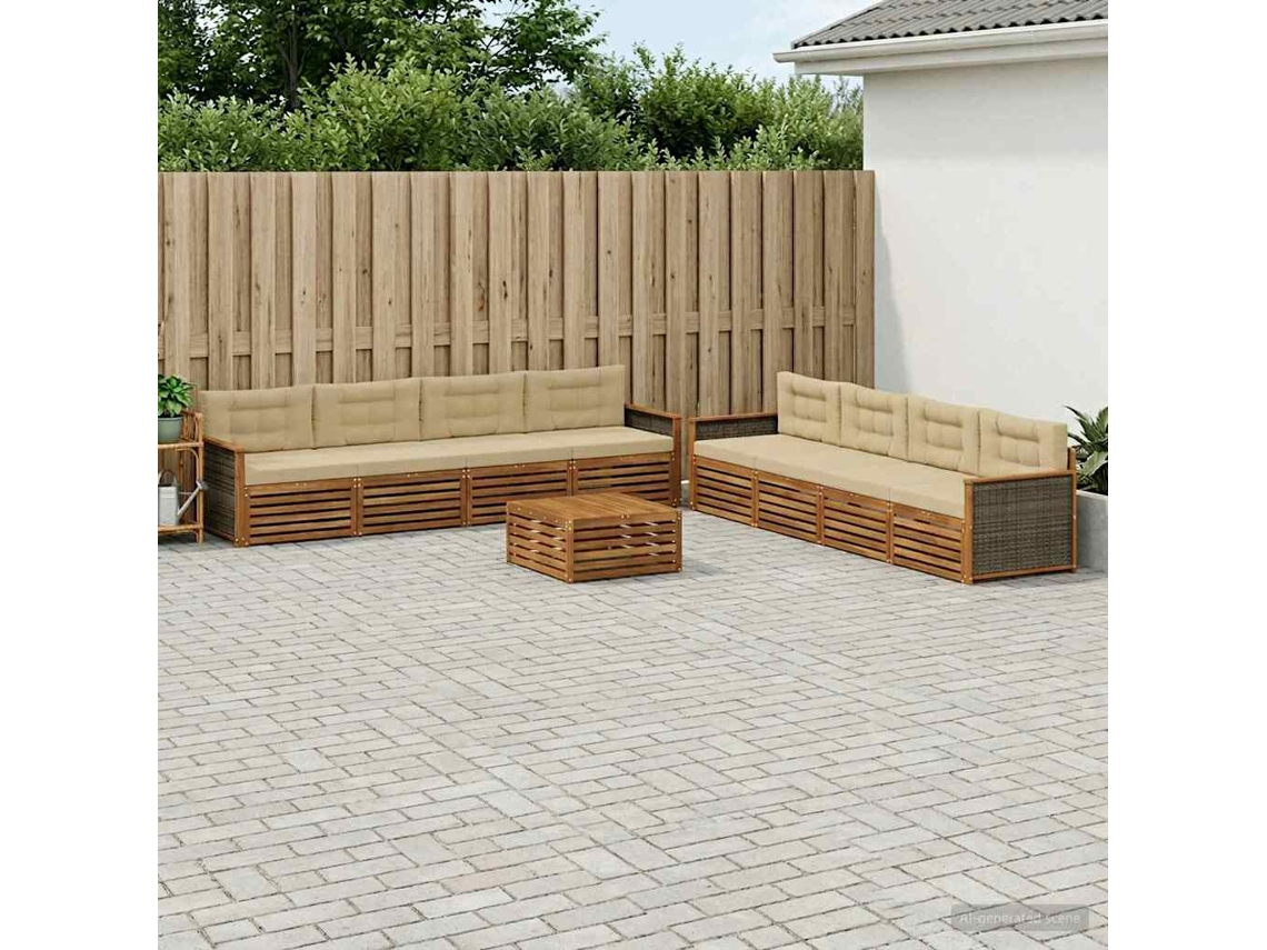 Vidaxl Conjunto De Sofás Para Exterior 9 Unid. Natural E Bege
