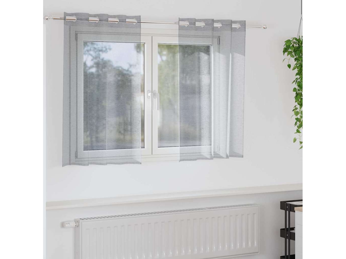 Vidaxl Cortina De Voile 2 Unid. Cinza Escuro 140 X 140 Cm Poliéster